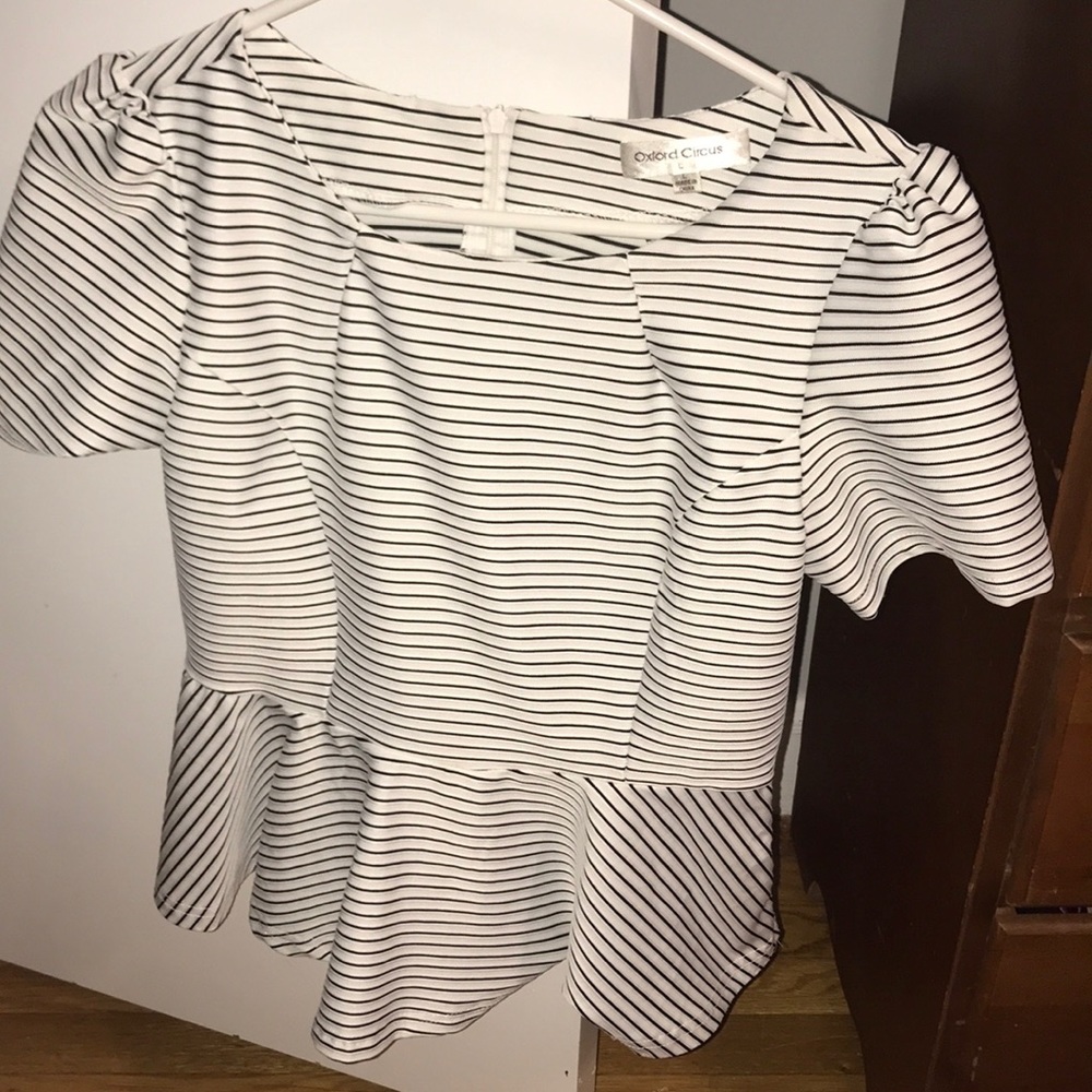 Black and White peplum Top